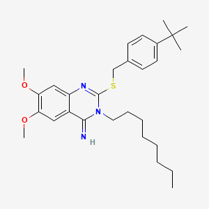 molecular formula C29H41N3O2S B2981000 2-{[4-(tert-butyl)benzyl]sulfanyl}-6,7-dimethoxy-3-octyl-4(3H)-quinazolinimine CAS No. 860789-19-1