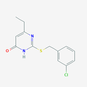 molecular formula C13H13ClN2OS B2981001 2-[(3-chlorobenzyl)sulfanyl]-6-ethyl-4(3H)-pyrimidinone CAS No. 551931-24-9