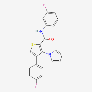 molecular formula C21H14F2N2OS B2981013 N-(3-fluorophenyl)-4-(4-fluorophenyl)-3-(1H-pyrrol-1-yl)thiophene-2-carboxamide CAS No. 1357752-37-4