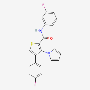 molecular formula C21H14F2N2OS B2981013 N-(3-氟苯基)-4-(4-氟苯基)-3-(1H-吡咯-1-基)噻吩-2-甲酰胺 CAS No. 1357752-37-4