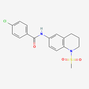 molecular formula C17H17ClN2O3S B2981015 4-chloro-N-(1-methylsulfonyl-3,4-dihydro-2H-quinolin-6-yl)benzamide CAS No. 941929-81-3