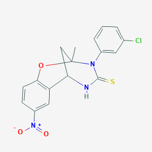 molecular formula C17H14ClN3O3S B2981024 3-(3-氯苯基)-2-甲基-8-硝基-2,3,5,6-四氢-4H-2,6-甲烷-1,3,5-苯并恶二唑-4-硫酮 CAS No. 702656-43-7