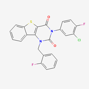 molecular formula C23H13ClF2N2O2S B2981030 3-(3-chloro-4-fluorophenyl)-1-(2-fluorobenzyl)[1]benzothieno[3,2-d]pyrimidine-2,4(1H,3H)-dione CAS No. 893785-97-2
