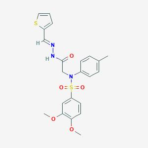 molecular formula C22H23N3O5S2 B298104 3,4-dimethoxy-N-(4-methylphenyl)-N-{2-oxo-2-[2-(2-thienylmethylene)hydrazino]ethyl}benzenesulfonamide 