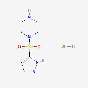 molecular formula C7H13BrN4O2S B2981061 1-(1H-吡唑-3-磺酰基)哌嗪氢溴酸盐 CAS No. 1795338-17-8