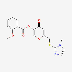 molecular formula C18H16N2O5S B2981069 6-(((1-甲基-1H-咪唑-2-基)硫代)甲基)-4-氧代-4H-吡喃-3-基 2-甲氧基苯甲酸酯 CAS No. 896307-41-8