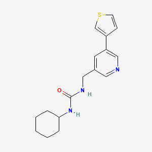 molecular formula C17H21N3OS B2981070 1-Cyclohexyl-3-((5-(thiophen-3-yl)pyridin-3-yl)methyl)urea CAS No. 1788679-77-5