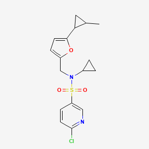 molecular formula C17H19ClN2O3S B2981072 6-chloro-N-cyclopropyl-N-{[5-(2-methylcyclopropyl)furan-2-yl]methyl}pyridine-3-sulfonamide CAS No. 1424396-16-6