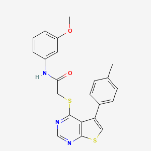 molecular formula C22H19N3O2S2 B2981076 N-(3-methoxyphenyl)-2-{[5-(4-methylphenyl)thieno[2,3-d]pyrimidin-4-yl]sulfanyl}acetamide CAS No. 577963-22-5