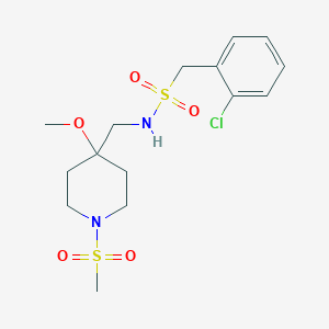 molecular formula C15H23ClN2O5S2 B2981078 1-(2-chlorophenyl)-N-[(1-methanesulfonyl-4-methoxypiperidin-4-yl)methyl]methanesulfonamide CAS No. 2415554-75-3