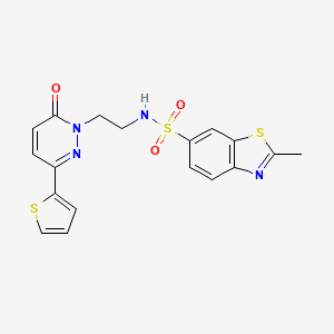 molecular formula C18H16N4O3S3 B2981084 2-methyl-N-(2-(6-oxo-3-(thiophen-2-yl)pyridazin-1(6H)-yl)ethyl)benzo[d]thiazole-6-sulfonamide CAS No. 946265-11-8