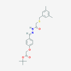 tert-butyl 2-[4-[(E)-[[2-[(3,5-dimethylphenyl)methylsulfanyl]acetyl]hydrazinylidene]methyl]phenoxy]acetate