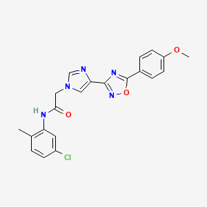 molecular formula C21H18ClN5O3 B2981090 N~1~-(5-氯-2-甲基苯基)-2-{4-[5-(4-甲氧基苯基)-1,2,4-恶二唑-3-基]-1H-咪唑-1-基}乙酰胺 CAS No. 1251671-05-2
