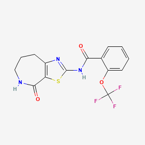 molecular formula C15H12F3N3O3S B2981096 N-(4-oxo-5,6,7,8-tetrahydro-4H-thiazolo[5,4-c]azepin-2-yl)-2-(trifluoromethoxy)benzamide CAS No. 1797188-69-2