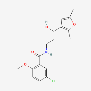 molecular formula C17H20ClNO4 B2981100 5-chloro-N-(3-(2,5-dimethylfuran-3-yl)-3-hydroxypropyl)-2-methoxybenzamide CAS No. 1421494-35-0