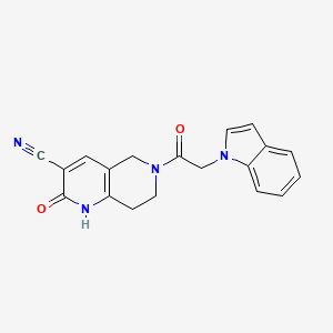 molecular formula C19H16N4O2 B2981101 6-(2-(1H-indol-1-yl)acetyl)-2-oxo-1,2,5,6,7,8-hexahydro-1,6-naphthyridine-3-carbonitrile CAS No. 2034448-87-6