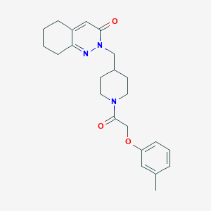 molecular formula C23H29N3O3 B2981103 2-[[1-[2-(3-Methylphenoxy)acetyl]piperidin-4-yl]methyl]-5,6,7,8-tetrahydrocinnolin-3-one CAS No. 2320822-18-0