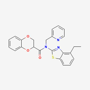 molecular formula C24H21N3O3S B2981107 N-(4-ethylbenzo[d]thiazol-2-yl)-N-(pyridin-2-ylmethyl)-2,3-dihydrobenzo[b][1,4]dioxine-2-carboxamide CAS No. 942002-77-9