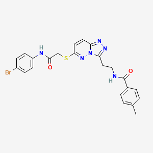 molecular formula C23H21BrN6O2S B2981109 N-(2-(6-((2-((4-溴苯基)氨基)-2-氧代乙基)硫代)-[1,2,4]三唑并[4,3-b]哒嗪-3-基)乙基)-4-甲基苯甲酰胺 CAS No. 872994-71-3