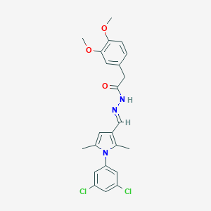 molecular formula C23H23Cl2N3O3 B298111 N'-{[1-(3,5-dichlorophenyl)-2,5-dimethyl-1H-pyrrol-3-yl]methylene}-2-(3,4-dimethoxyphenyl)acetohydrazide 