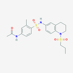 molecular formula C21H27N3O5S2 B2981115 N-(3-methyl-4-(N-(1-(propylsulfonyl)-1,2,3,4-tetrahydroquinolin-6-yl)sulfamoyl)phenyl)acetamide CAS No. 941900-35-2