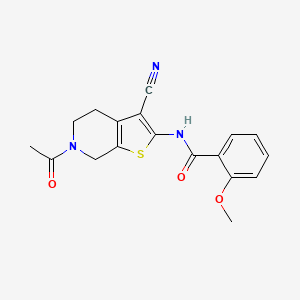 N-(6-acetyl-3-cyano-4,5,6,7-tetrahydrothieno[2,3-c]pyridin-2-yl)-2-methoxybenzamide