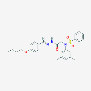 molecular formula C27H31N3O4S B298112 N-{2-[2-(4-butoxybenzylidene)hydrazino]-2-oxoethyl}-N-(3,5-dimethylphenyl)benzenesulfonamide 