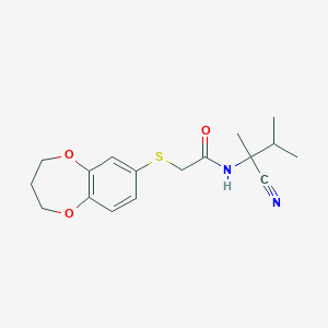 molecular formula C17H22N2O3S B2981123 N-(1-cyano-1,2-dimethylpropyl)-2-(3,4-dihydro-2H-1,5-benzodioxepin-7-ylsulfanyl)acetamide CAS No. 1208913-27-2