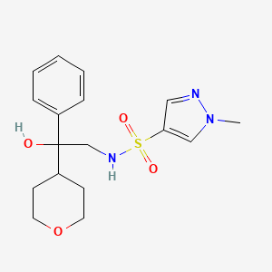 molecular formula C17H23N3O4S B2981130 N-(2-羟基-2-苯基-2-(四氢-2H-吡喃-4-基)乙基)-1-甲基-1H-嘧啶-4-磺酰胺 CAS No. 2034455-90-6