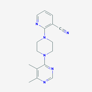 molecular formula C16H18N6 B2981132 2-[4-(5,6-Dimethylpyrimidin-4-yl)piperazin-1-yl]pyridine-3-carbonitrile CAS No. 2380166-95-8