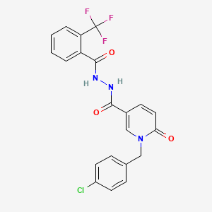 molecular formula C21H15ClF3N3O3 B2981135 1-(4-chlorobenzyl)-6-oxo-N'-(2-(trifluoromethyl)benzoyl)-1,6-dihydropyridine-3-carbohydrazide CAS No. 1105213-35-1