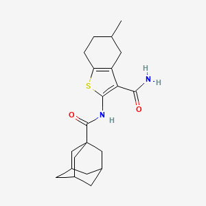 molecular formula C21H28N2O2S B2981138 2-(Adamantane-1-carbonylamino)-5-methyl-4,5,6,7-tetrahydro-1-benzothiophene-3-carboxamide CAS No. 313395-57-2