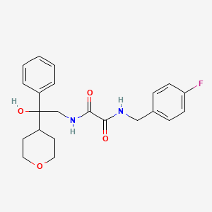 molecular formula C22H25FN2O4 B2981141 N1-(4-fluorobenzyl)-N2-(2-hydroxy-2-phenyl-2-(tetrahydro-2H-pyran-4-yl)ethyl)oxalamide CAS No. 2034449-55-1