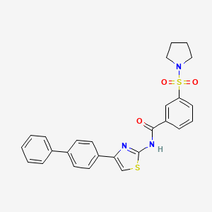 molecular formula C26H23N3O3S2 B2981142 N-(4-([1,1'-联苯]-4-基)噻唑-2-基)-3-(吡咯烷-1-基磺酰基)苯甲酰胺 CAS No. 941913-32-2