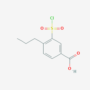 molecular formula C10H11ClO4S B2981146 3-氯磺酰基-4-丙基苯甲酸 CAS No. 883145-58-2