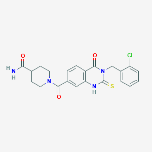 1-[3-[(2-chlorophenyl)methyl]-4-oxo-2-sulfanylidene-1H-quinazoline-7-carbonyl]piperidine-4-carboxamide