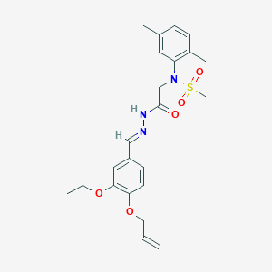 molecular formula C23H29N3O5S B298115 N-(2-{2-[4-(allyloxy)-3-ethoxybenzylidene]hydrazino}-2-oxoethyl)-N-(2,5-dimethylphenyl)methanesulfonamide 