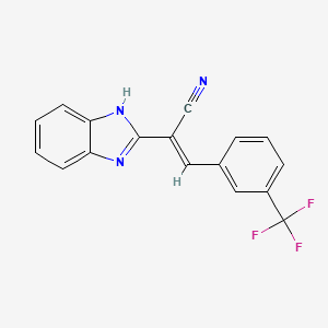 molecular formula C17H10F3N3 B2981164 (E)-2-(1H-benzimidazol-2-yl)-3-[3-(trifluoromethyl)phenyl]prop-2-enenitrile CAS No. 352562-11-9