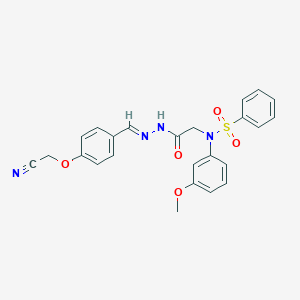molecular formula C24H22N4O5S B298117 N-(2-{2-[4-(cyanomethoxy)benzylidene]hydrazino}-2-oxoethyl)-N-(3-methoxyphenyl)benzenesulfonamide 