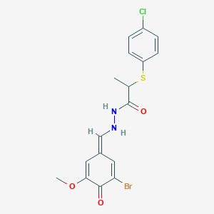 N'-[(Z)-(3-bromo-5-methoxy-4-oxocyclohexa-2,5-dien-1-ylidene)methyl]-2-(4-chlorophenyl)sulfanylpropanehydrazide