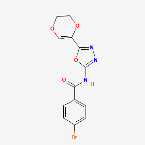 molecular formula C13H10BrN3O4 B2981185 4-bromo-N-(5-(5,6-dihydro-1,4-dioxin-2-yl)-1,3,4-oxadiazol-2-yl)benzamide CAS No. 887874-83-1