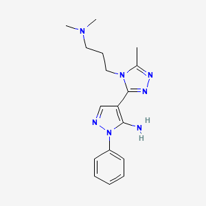 molecular formula C17H23N7 B2981188 4-{4-[3-(dimethylamino)propyl]-5-methyl-4H-1,2,4-triazol-3-yl}-1-phenyl-1H-pyrazol-5-amine CAS No. 329901-30-6