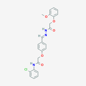 molecular formula C24H22ClN3O5 B298119 N-(2-chlorophenyl)-2-{4-[(E)-{2-[(2-methoxyphenoxy)acetyl]hydrazinylidene}methyl]phenoxy}acetamide 