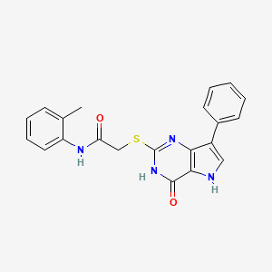 molecular formula C21H18N4O2S B2981192 N-(2-methylphenyl)-2-[(4-oxo-7-phenyl-4,5-dihydro-3H-pyrrolo[3,2-d]pyrimidin-2-yl)sulfanyl]acetamide CAS No. 1040655-54-6