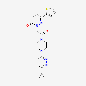molecular formula C21H22N6O2S B2981212 2-(2-(4-(6-cyclopropylpyridazin-3-yl)piperazin-1-yl)-2-oxoethyl)-6-(thiophen-2-yl)pyridazin-3(2H)-one CAS No. 2034493-87-1