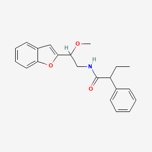 molecular formula C21H23NO3 B2981215 N-(2-(benzofuran-2-yl)-2-methoxyethyl)-2-phenylbutanamide CAS No. 2034291-71-7