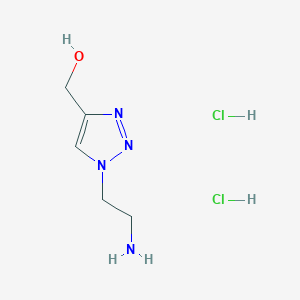 molecular formula C5H12Cl2N4O B2981216 [1-(2-Aminoethyl)triazol-4-yl]methanol;dihydrochloride CAS No. 2460755-15-9