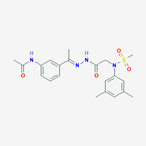 molecular formula C21H26N4O4S B298122 N-[3-(N-{[3,5-dimethyl(methylsulfonyl)anilino]acetyl}ethanehydrazonoyl)phenyl]acetamide 