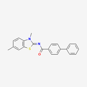 molecular formula C22H18N2OS B2981221 (E)-N-(3,6-dimethylbenzo[d]thiazol-2(3H)-ylidene)-[1,1'-biphenyl]-4-carboxamide CAS No. 325980-18-5