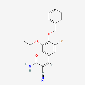 molecular formula C19H17BrN2O3 B2981229 (2Z)-3-[4-(苄氧基)-3-溴-5-乙氧基苯基]-2-氰基丙-2-烯酰胺 CAS No. 359595-10-1